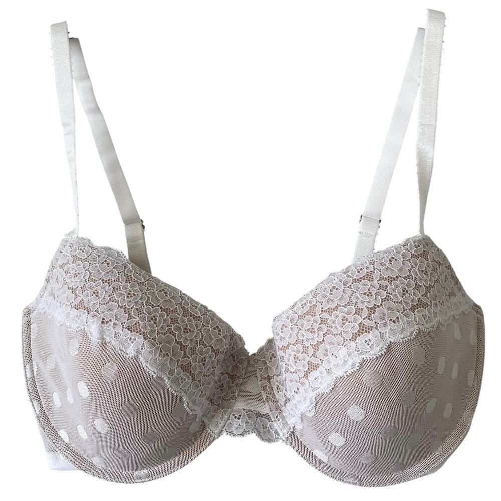 NEW SKARLETT BLUE Lightly Padded White Lace Dare Bra Size 32DD Adjustable Strap